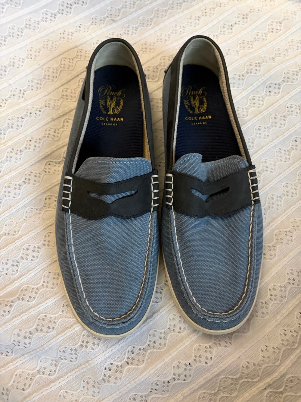 Cole Haan Pinch Canvas Penny Loafers Blue Slip On Casual Shoes Mens 10.5M